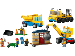 construction trucks and wrecking ball crane 60391